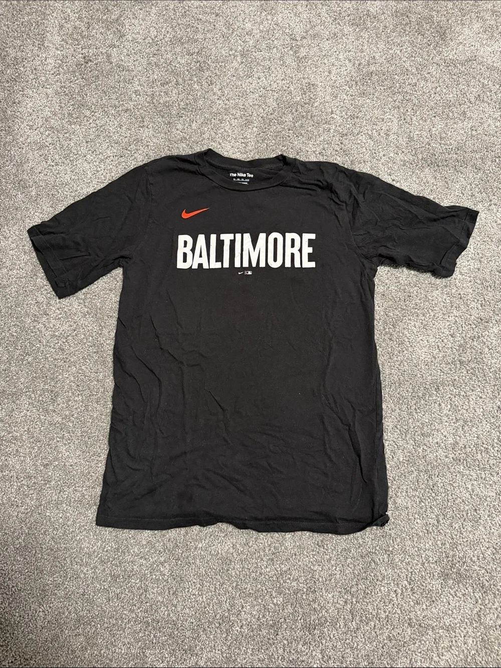 Nike Black Baltimore Graphic Tee with Red Swoosh